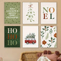 Bohemian Christmas Ho Ho Ho Canvas Print Set for Modern Living Axyaa