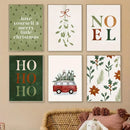 Bohemian Christmas Ho Ho Ho Canvas Print Set for Modern Living Axyaa