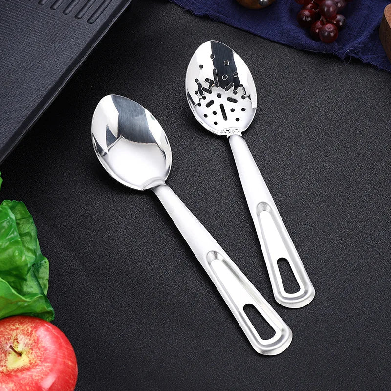Axyaa Stainless Steel Serving Ladle Skimmer Colander Spoon Oil Separator Dishwasher Safe