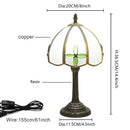 Axyaa 8-Inch Glass Shade Lamp with Bronzed Base, Four-leaf Clover Design for Indoor Lighting