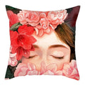 Axyaa Abstract Flower Girl Pillow Cover 45x45cm for Home Sofa Decoration