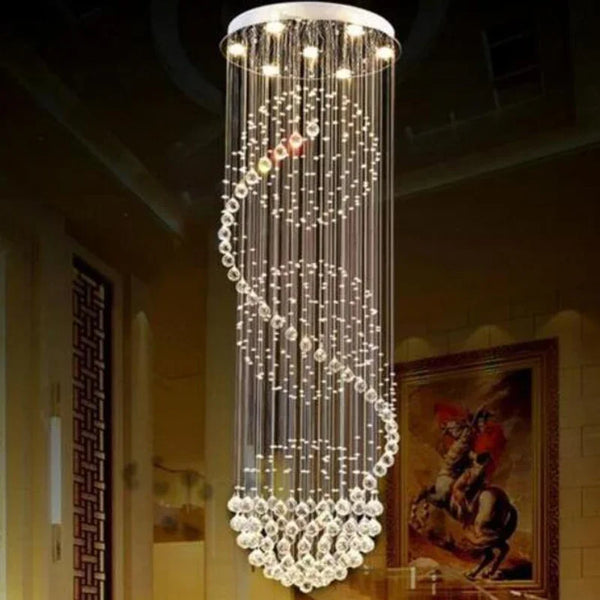 Axyaa Modern Spiral Crystal LED Chandelier for Dining Room and Living Room