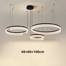 Axyaa Modern LED Circle Ring Chandelier, Black Metal Acrylic Shade, Home Decor Lighting