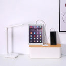 Axyaa Wooden Cable Storage Box Power Strip Case for Organized Wire Management