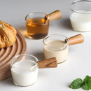 Axyaa Glass Measuring Cup with Wooden Handle and Single Spout, 100ml Coffee Supplies