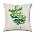 Axyaa Green Leaf Linen Pillowcase, Simple Style Decorative Sofa Cushion Cover