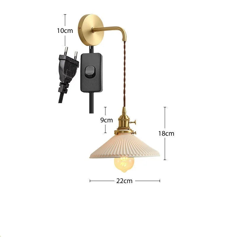 Axyaa Nordic LED Wall Light - Adjustable Copper Ceramic Fixture for Bedroom Living Room