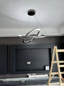 Axyaa Black Ring LED Chandelier: Modern Art Design for Living Room, Bedroom, Dining Room