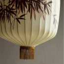 Axyaa Bamboo Leaf Painting Fabric Lantern Pendant Lamp for Home Decor
