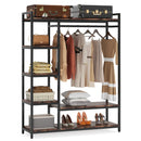 Axyaa Standing Closet Organizer with 6 Shelves and Hanging Bar