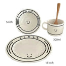 Kawaii Korean Ceramic Plate Cup Set by Axyaa - 5/8 inch Tableware & Decor