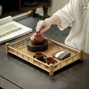 Axyaa Zen Bamboo Tea Tray: Stylish Kungfu Tea Storage Shelf for Home or Office