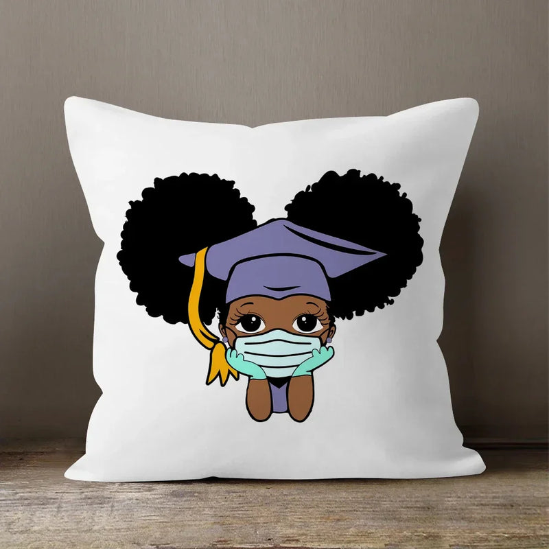 Axyaa Cartoon Girl Pillow Case: Soft Short Plush Cushion Cover for Sofa & Home Decor