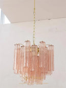 Axyaa Pink Glass Tube Chandelier - Modern Living Room Kitchen Dining Hanging Lamps