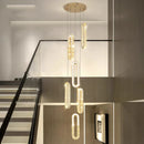 Axyaa Crystal Chandelier: Modern Stair Pendant Lamp for Living Room & Interior Lighting