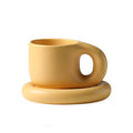 Axyaa Nordic Style Ceramic Chubby Mug Set with Oval Plate - 400ml