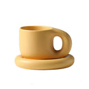 Axyaa Nordic Style Ceramic Chubby Mug Set with Oval Plate - 400ml