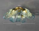 Axyaa Peacock Blue Glass Flower Chandelier for Home Lighting