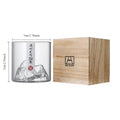 Axyaa 3D Mountain Whiskey Glass Set in Wooden Gift Box