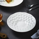 Axya Creative White Ceramic Hammer Dot Deep Plate for Molecular Cuisine