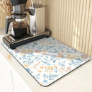 Axyaa Floral Kitchen Drying Mat - Small & Large Absorbent Drain Pad for Coffee & Bathroom