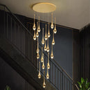 Axyaa Crystal Chandelier Stair Pendant Lamp Living Room Interior Lighting