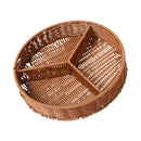 Axyaa Round Handwoven Rattan Basket with 3 Grids, 21/25/28cm