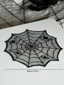Axyaa Halloween Spider Web Lace Placemats for Gothic Party Table Decor