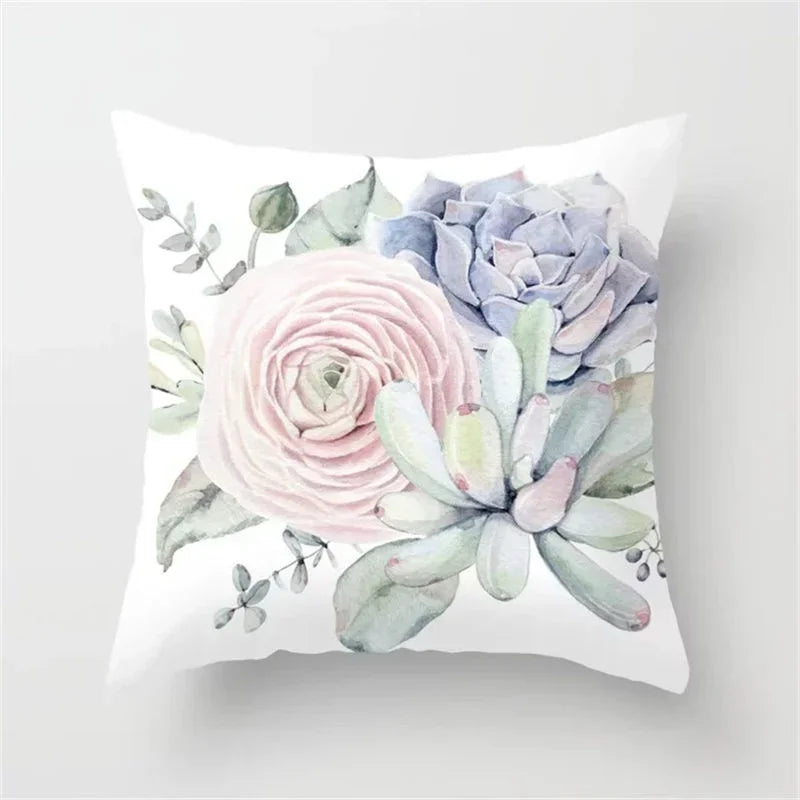 Axyaa Cactus Flower Succulent Plant Pillow Cover - Home Decorative Cushion Cover