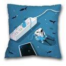 Axyaa Spaceman Astronaut Ocean Blue Pillow Cover for Home D��cor