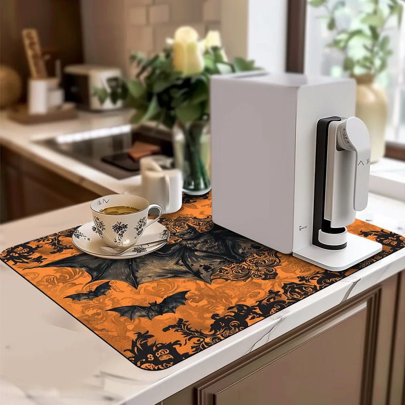 Axyaa Halloween Bat Kitchen Dish Mat Axyaa Halloween Bat Kitchen Dish Mat