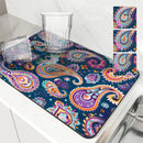 Axyaa Paisley Pattern Absorbent Mat: Antiskid & Quick Dry Kitchen & Bathroom Drain Pad