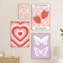 Axyaa Danish Floral Heart Butterfly Canvas Art Poster - Home Decor
