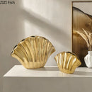 Axyaa Shell Ceramic Vase: Table Decor, Artificial Flowers, Room Aesthetic