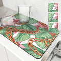 Tropical Palm Drying Mat by Axyaa: Absorbent Anti-Slip Coffee Mat & Table Placemat