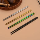 Axyaa Black Stainless Steel Cutlery Set with Korean Chopsticks & Dinner Spoons