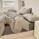 Axyaa Japan Style Plaid Queen Duvet Cover Set with Sheets & Pillowcases