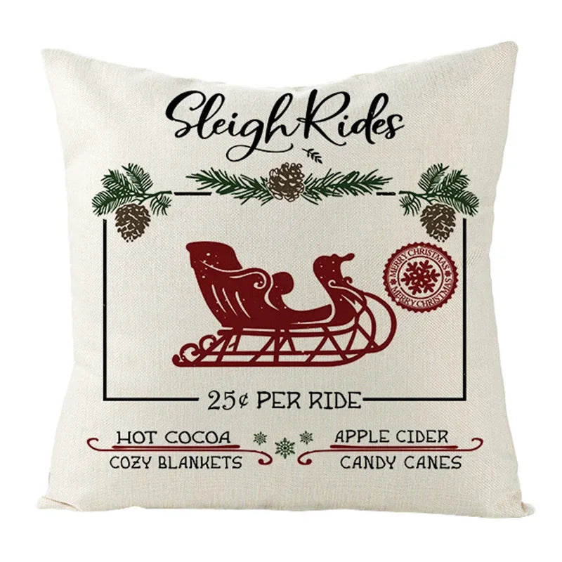 Axyaa Christmas Linen Square Pillow Case 45X45CM