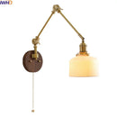 Axyaa LED Wall Light Fixture Modern Style Walnut Copper Bedroom Living Room Bedside Lamp