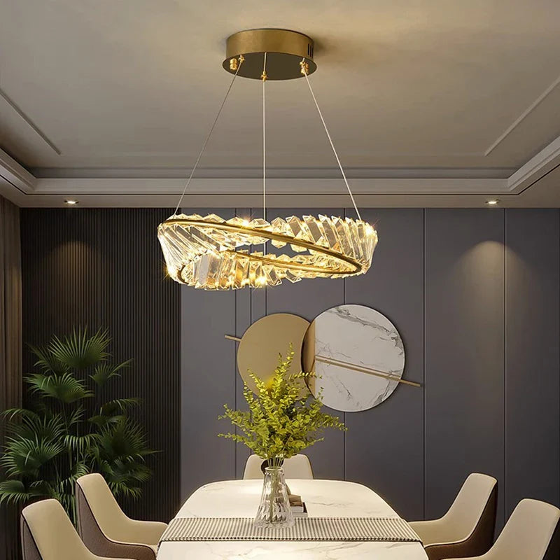 Axyaa Crystal Chandelier: Luxury Living Room & Bedroom Pendant Light