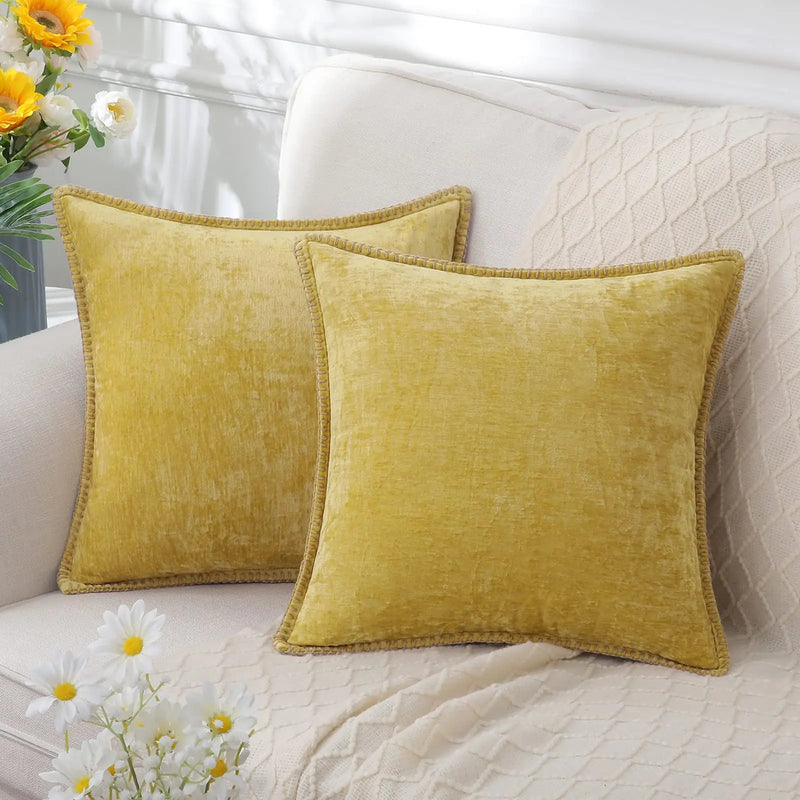 Axyaa Chenille Cushion Cover: Cozy Sofa Bed Decor Pillowcase, 45x45 & 50x50cm