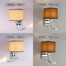 Axyaa Square Fabric LED Wall Lamp with USB Interface and Switch