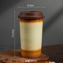 Axyaa Ceramic Gradient Coffee Cup with Silicone Cover, Portable & Creative Office Home Cup