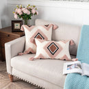 Axyaa Rainbow Tufted Cushion Cover with Tassels - Boho Cotton Canvas Pillow Case