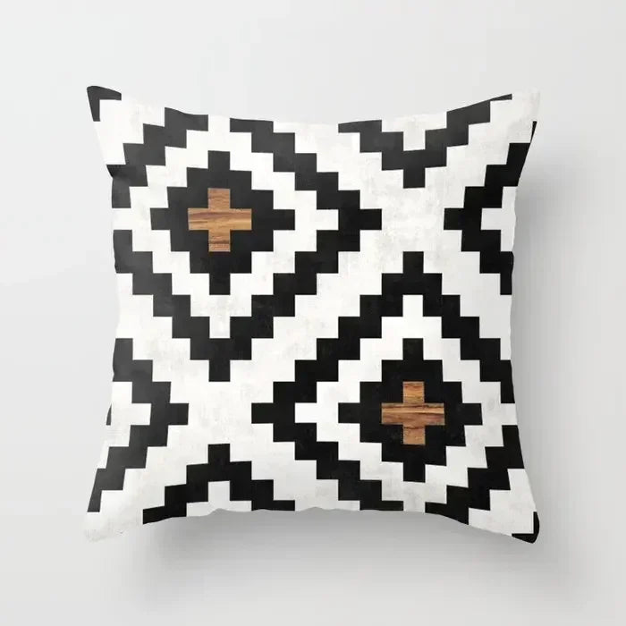 Axyaa Wood Texture Marble Pillowcases - Geometric Cushions Case for Home Decor