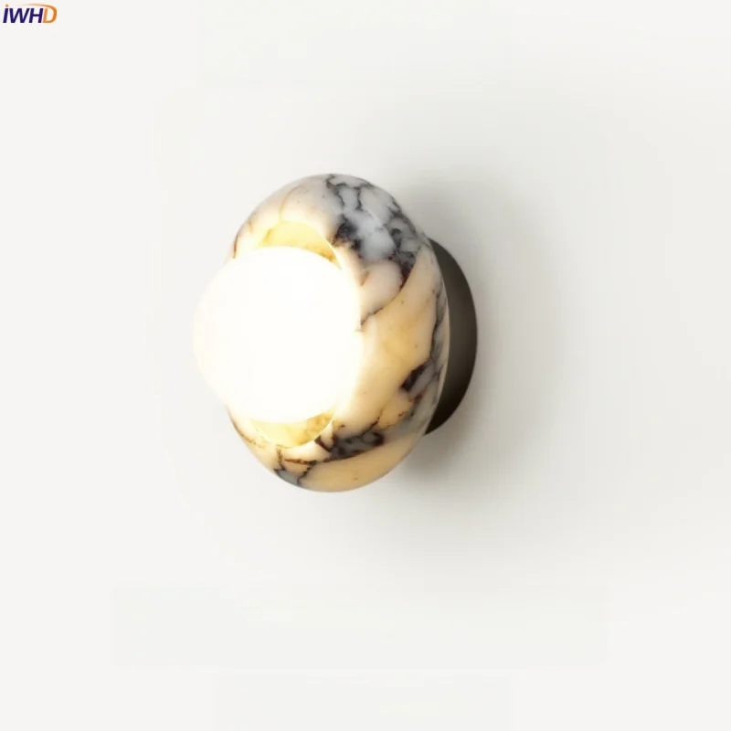 Axyaa Circular Marble LED Wall Lamp Modern Nordic Interior Lighting