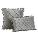 Axyaa Velvet Plaid Pom-Pom Pillow Covers - Farmhouse Boho Decor