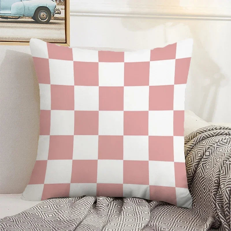 Axyaa Checkerboard Pillow Cases 45x45 Set of 2 Decorative Cushion Covers