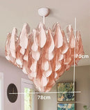 Axyaa Large Glass Chandelier: Pink Green Petal Pendant Light