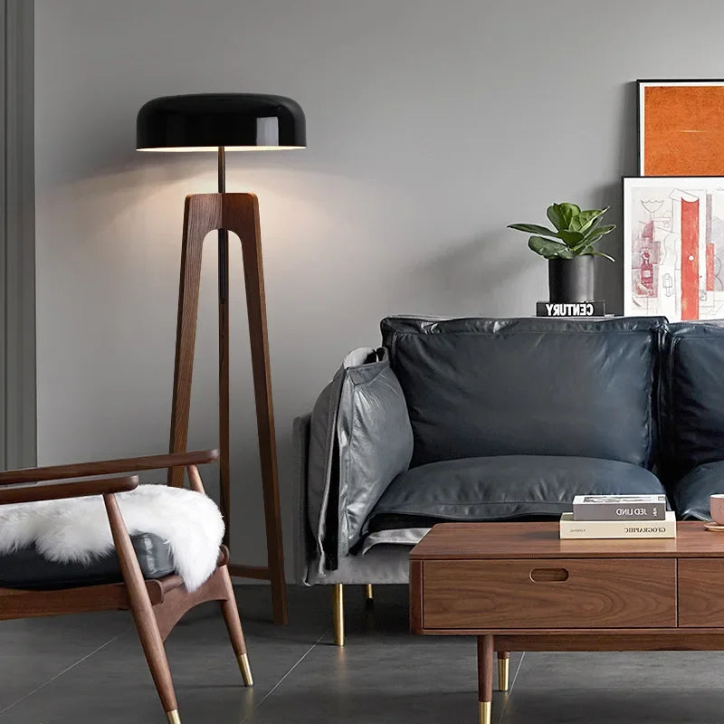 Axyaa Classical Wood Floor Lamp - E27 Bulb, Home Art Deco Lighting
